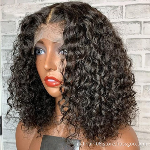 Short Bob Wig Brazilian Curly Lace Front Human Hair Wigs HD Transparent Lace Wigs Preplucked Hairline Wig For Women